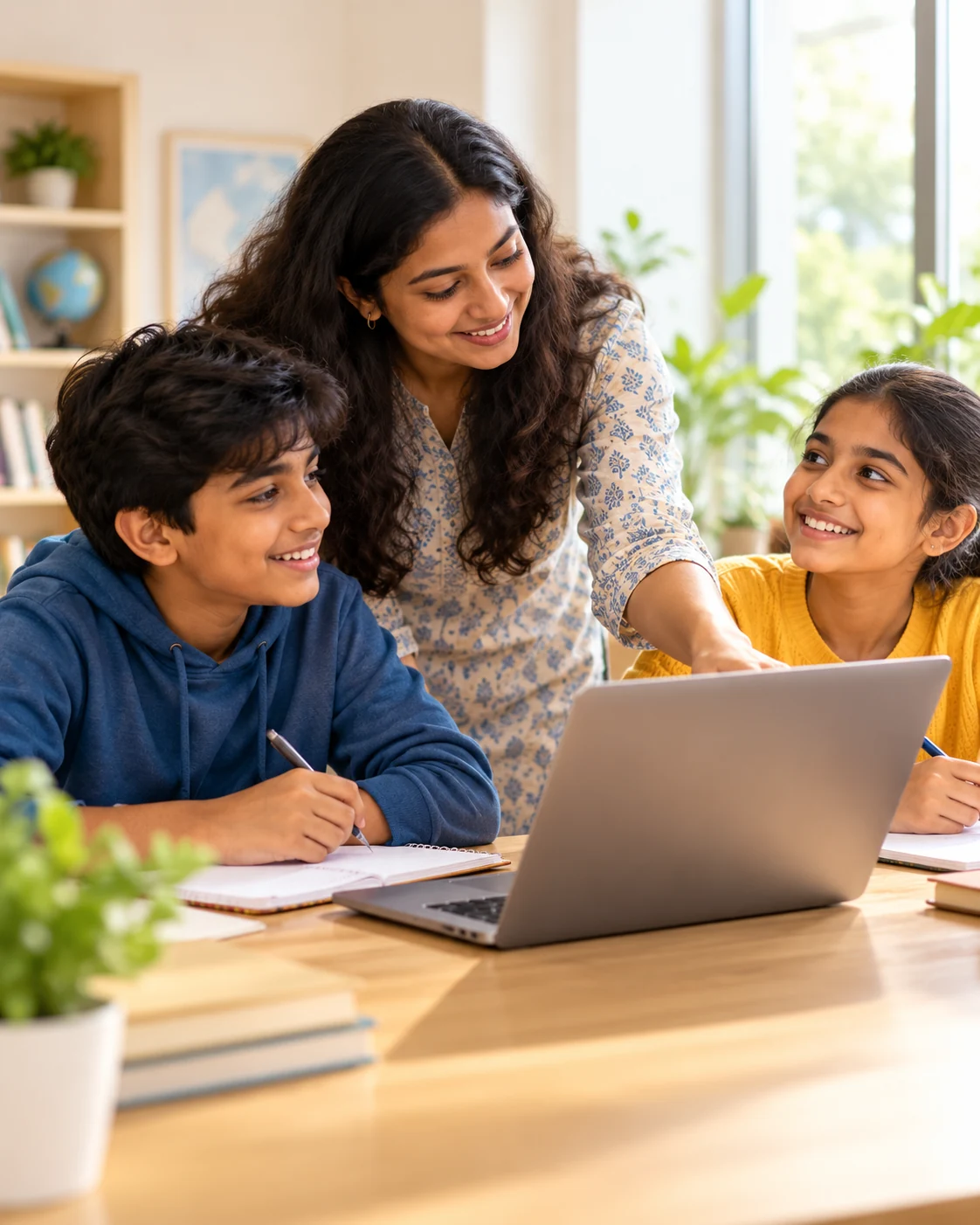 Teacher guiding a student through a learning activity